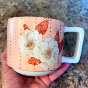 Starbucks 2019 pinky peach floral print coffee mug/cup